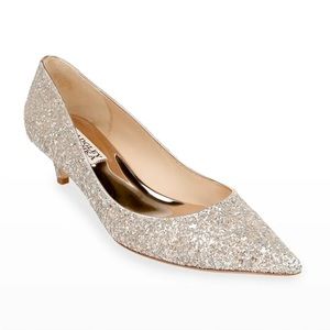 Badgley Mischka
Madison II Kitten-Heel Glitter Pumps